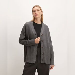 Everlane Organic Cotton Cardigan Charcoal Gray Small